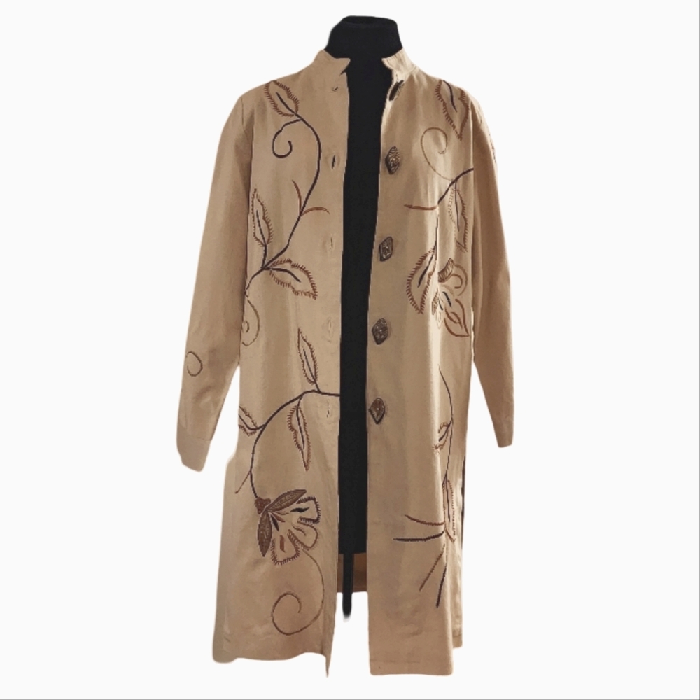 Vintage‎ Y2K Indigo Moon NWT Embroidered Cotton Duster Jacket XS